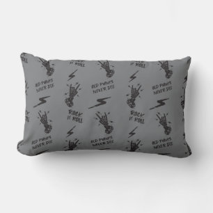 OLD PUNKS NEVER DIE - Retro Skeleton Rock On Hand  Lumbar Pillow