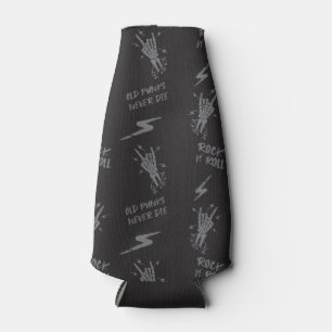 Old Punks Never Die Skeleton Rock On Gothic  Bottle Cooler