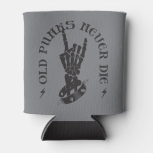 Old Punks Never Die Skeleton Rock On Gothic  Can Cooler