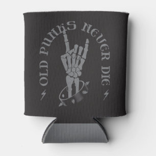 Old Punks Never Die Skeleton Rock On Gothic  Can Cooler