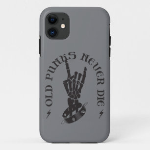 Old Punks Never Die Skeleton Rock On Gothic  iPhone 11 Case