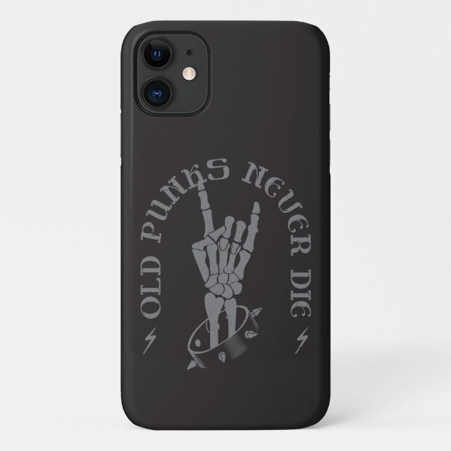 Old Punks Never Die Skeleton Rock On Gothic  Case-Mate iPhone Case (Back)
