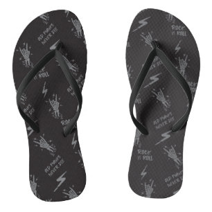 Old Punks Never Die Skeleton Rock On Gothic  Flip Flops
