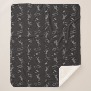 Old Punks Never Die Skeleton Rock On Gothic  Sherpa Blanket
