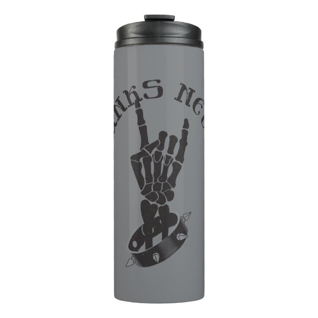 Old Punks Never Die Skeleton Rock On Gothic  Thermal Tumbler (Front)