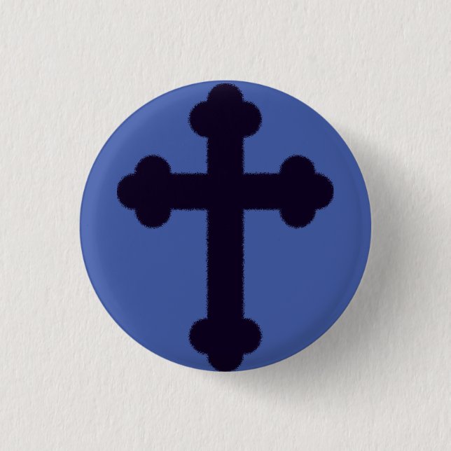 Old purple christian cross 1 inch round button (Front)