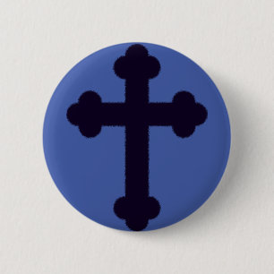 Old purple christian cross 2 inch round button