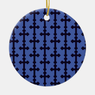 Old purple christian cross ceramic ornament