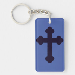 Old purple christian cross keychain