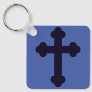 Old purple christian cross keychain