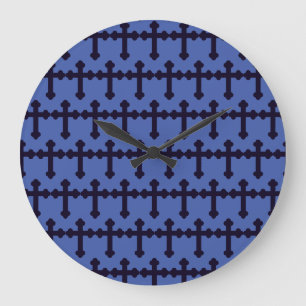 Old purple christian cross large clock
