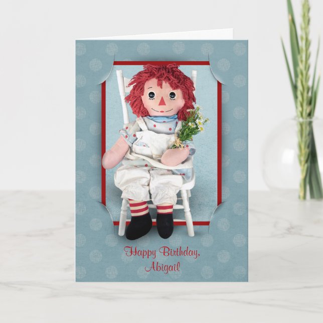 Old Rag Doll with Daisies Card (Front)