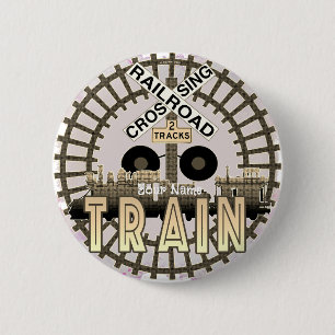 Old Railroad Train   2 Inch Round Button