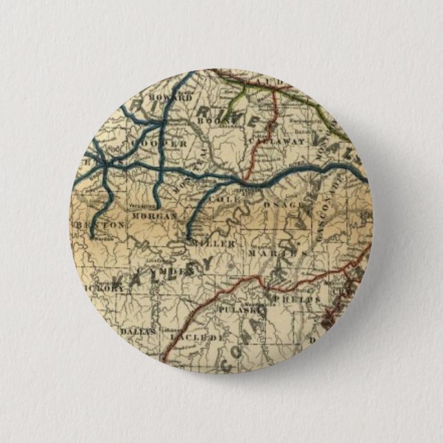 Old Railway Map 2 Inch Round Button (Front)
