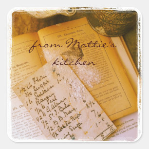 old recipes square stickers