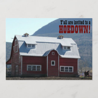 Old Red Barn Country Style Hoedown Barn Raising Invitation