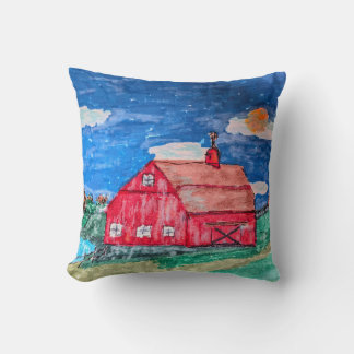 Old Red Barn Throw Pillow