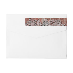 Old Red Barn Wood Silver Snow Personalized Wrap Around Label