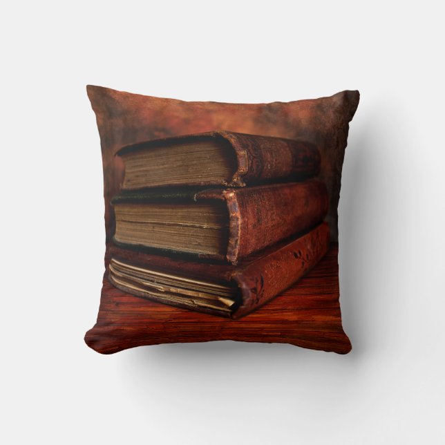 Old Red Books Throw Pillow (Front)
