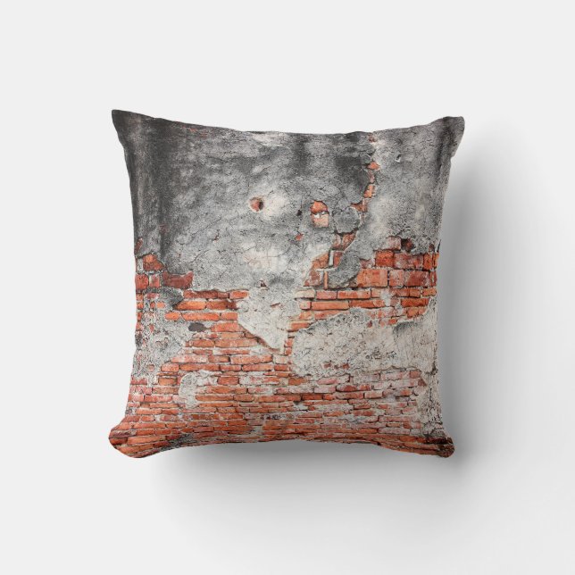 Old red brick wall rough of old temple in Ayutthay Throw Pillow (Front)