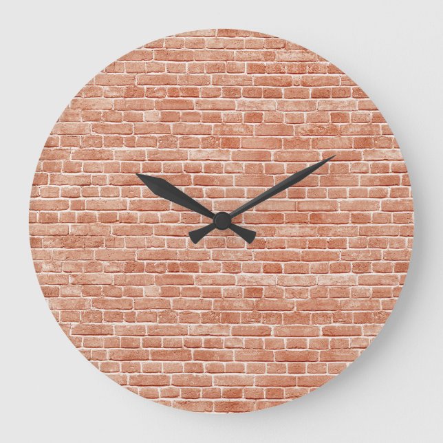 Old red brick wall texture. large clock (Front)