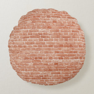 Old red brick wall texture. round pillow