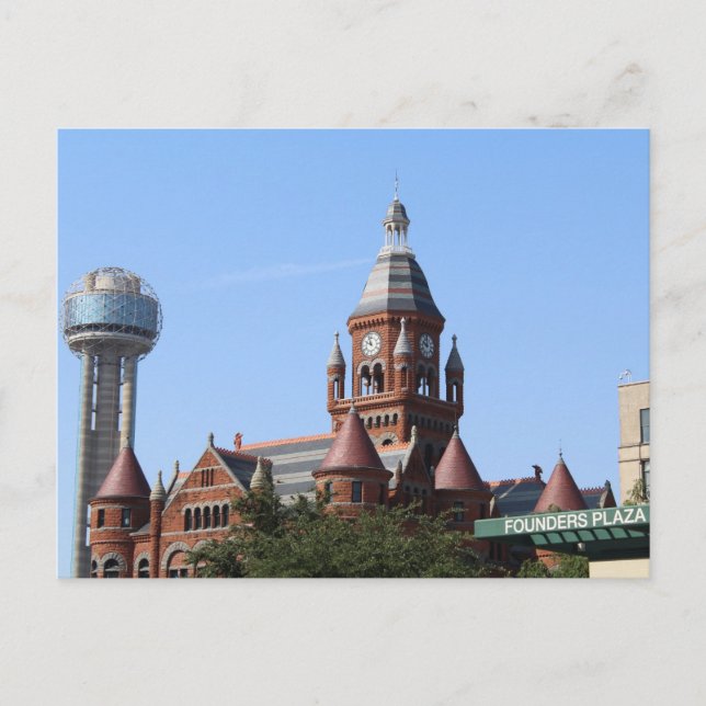 Old Red Courthouse and Reunion Tower # 1 Postcard (Front)