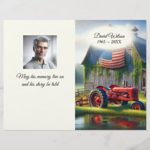 Old Red Farm Tractor Funeral Flyer