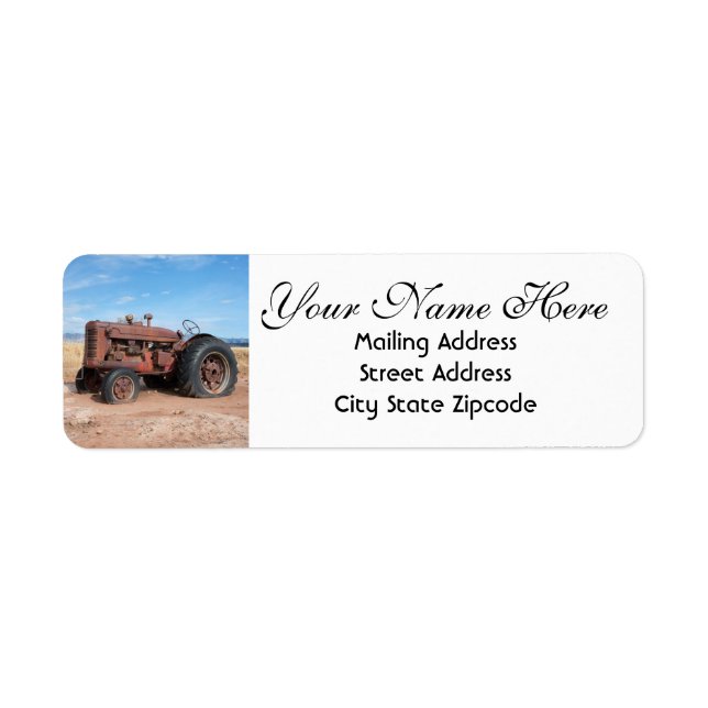 Old Red Farm Tractor Return Address (Front)