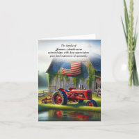 Old Red Farm Tractor Sympathy Thank You Card
