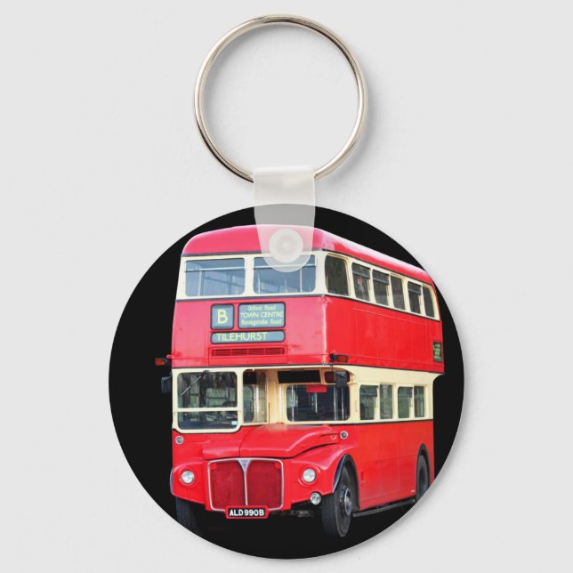 Old red London bus from around 1950 Keychain (Front)