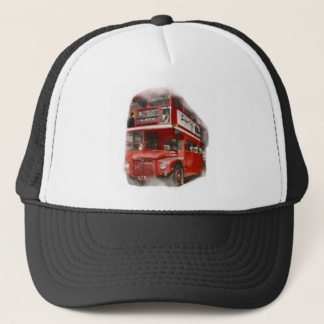 Old Red London Bus Trucker Hat (Front)