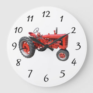 Old Red Tractor Large Clock