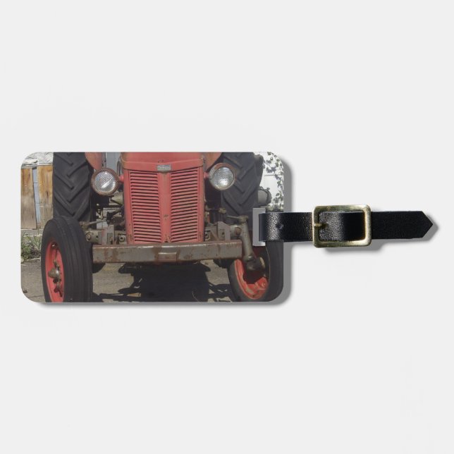 Old Red Tractor Luggage Tag (Front Horizontal)