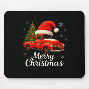 Old Red Truck Santa Hat Xmas Tree Merry Christmas Mouse Pad