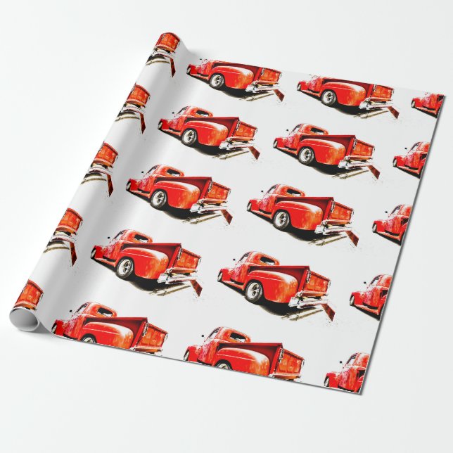 Old Red Truck Wrapping Paper (Unrolled)