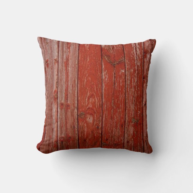 Old red wood throw pillow (Front)
