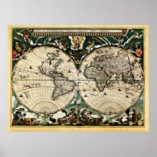 Old Restored World Map #2 Poster