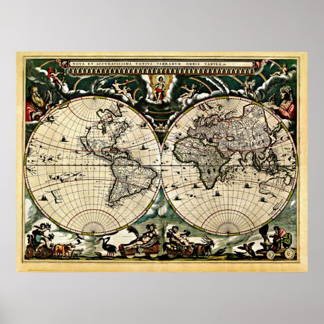 Old Restored World Map #2 Poster (Front)