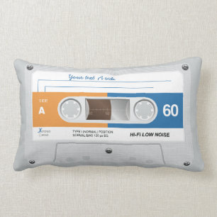 Old Retro Music Cassette Mix Tape Lumbar Pillow