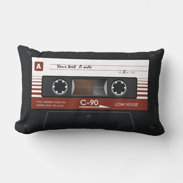 Old Retro Music Cassette Mix Tape Lumbar Pillow (Front)