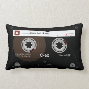 Old Retro Music Cassette Tape Lumbar Pillow