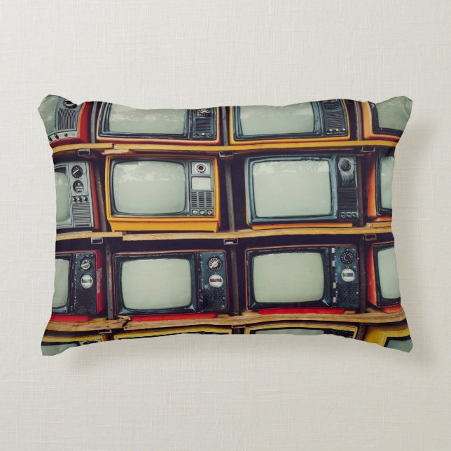 Old Retro Television Blank Screen Accent Pillow (Front)