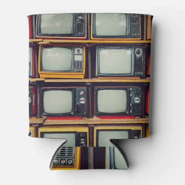 Old Retro Television Blank Screen Can Cooler (Front)