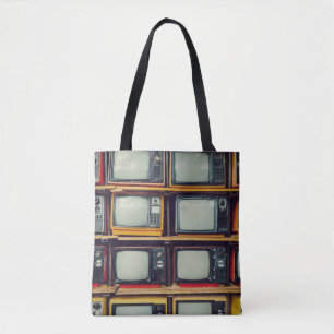 Old Retro Television Blank Screen Tote Bag