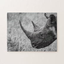 Old Rhinoceros - Black And White HD Photo Puzzle
