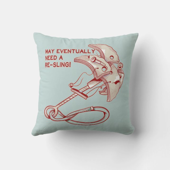 Old Rock climbing cam funny  Throw Pillow (Back)