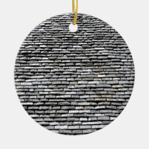 Old Roof Top With Chimney Ceramic Ornament