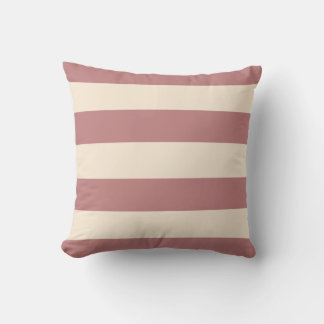 Old Rose and Antique White Stripes Throw Pillow