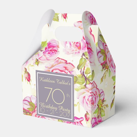 Old Roses 70th Birthday Thank You Favour Box